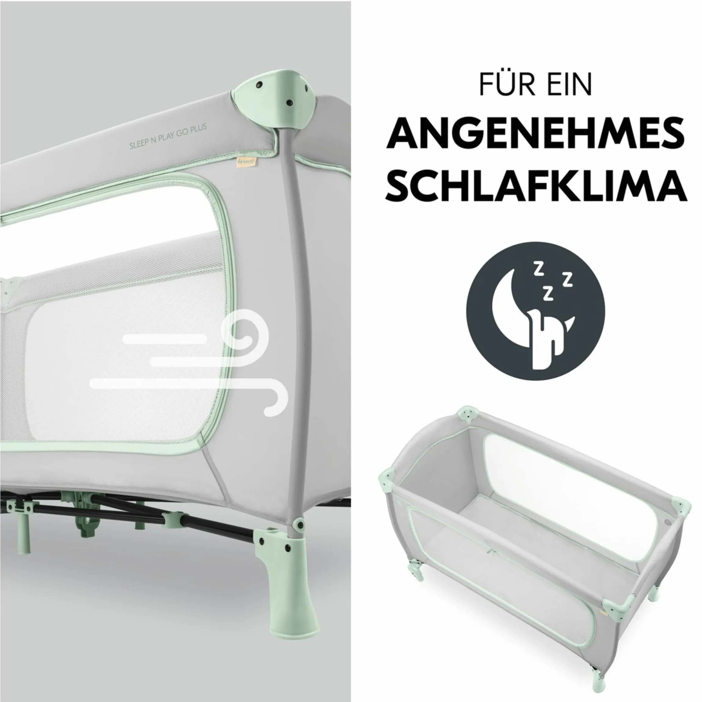 Reisebett Sleep N Play Go Plus (mit Rollen und seitlichem Einstieg) - Dusty Mint