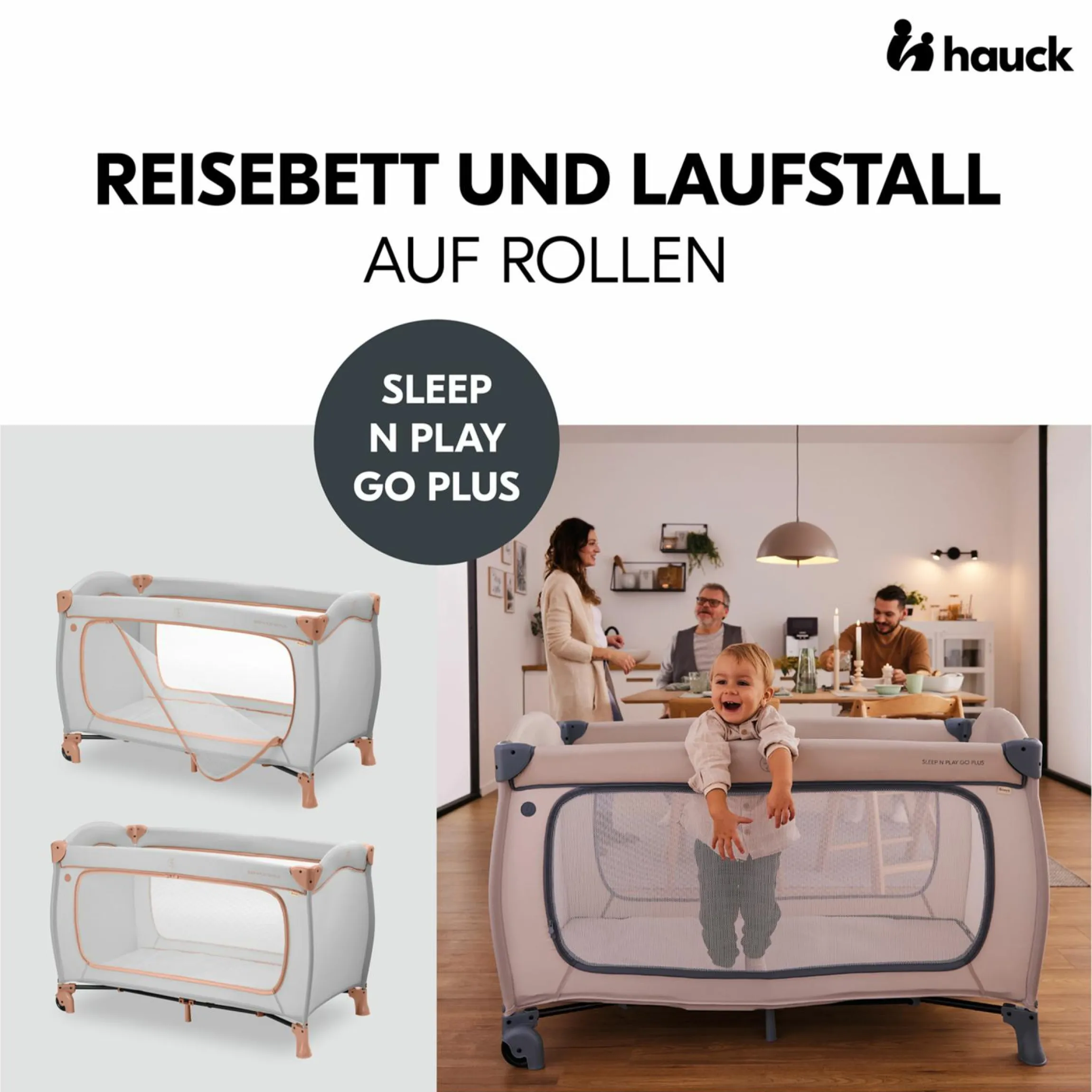 Reisebett Sleep N Play Go Plus (mit Rollen und seitlichem Einstieg) - Dusty Cork