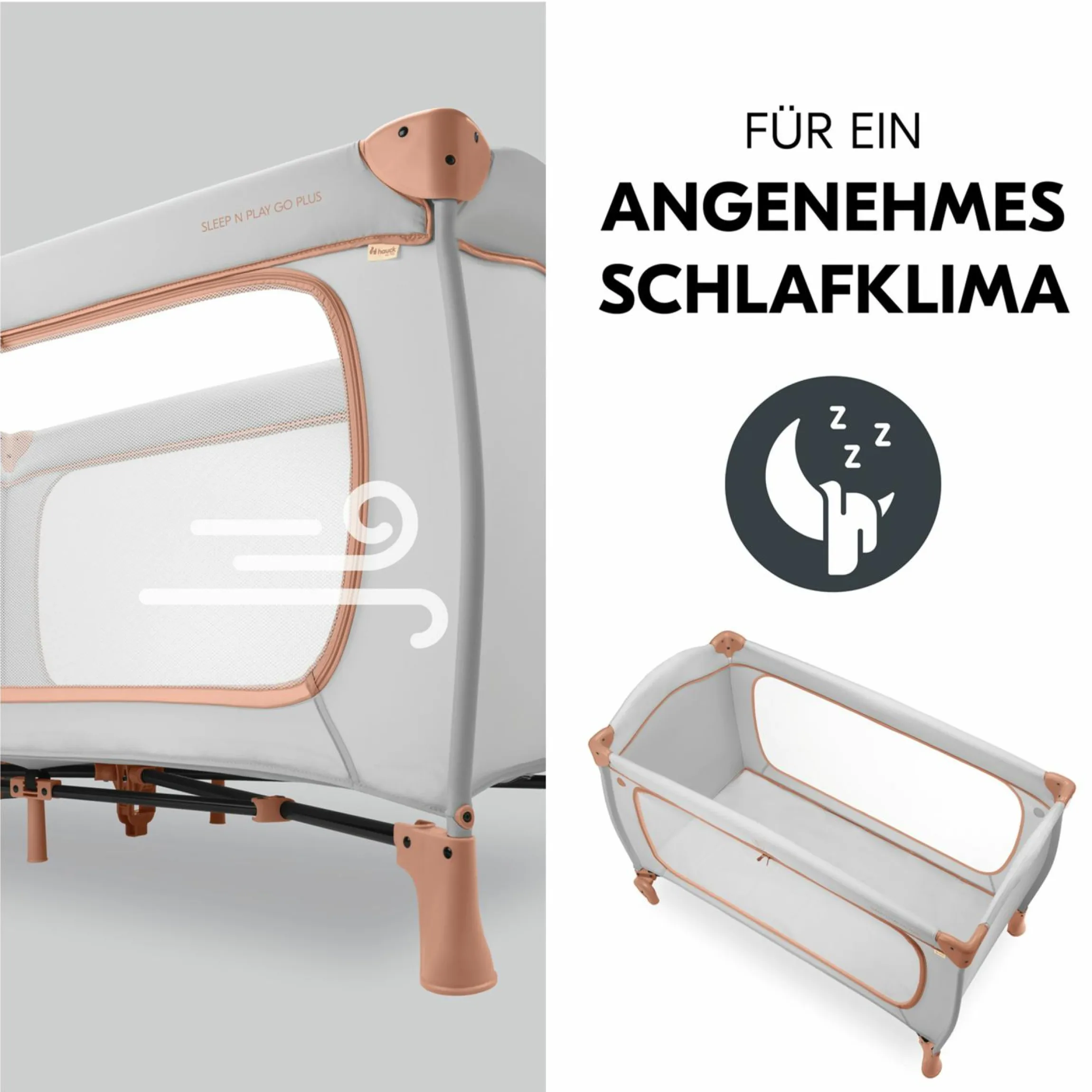 Reisebett Sleep N Play Go Plus (mit Rollen und seitlichem Einstieg) - Dusty Cork