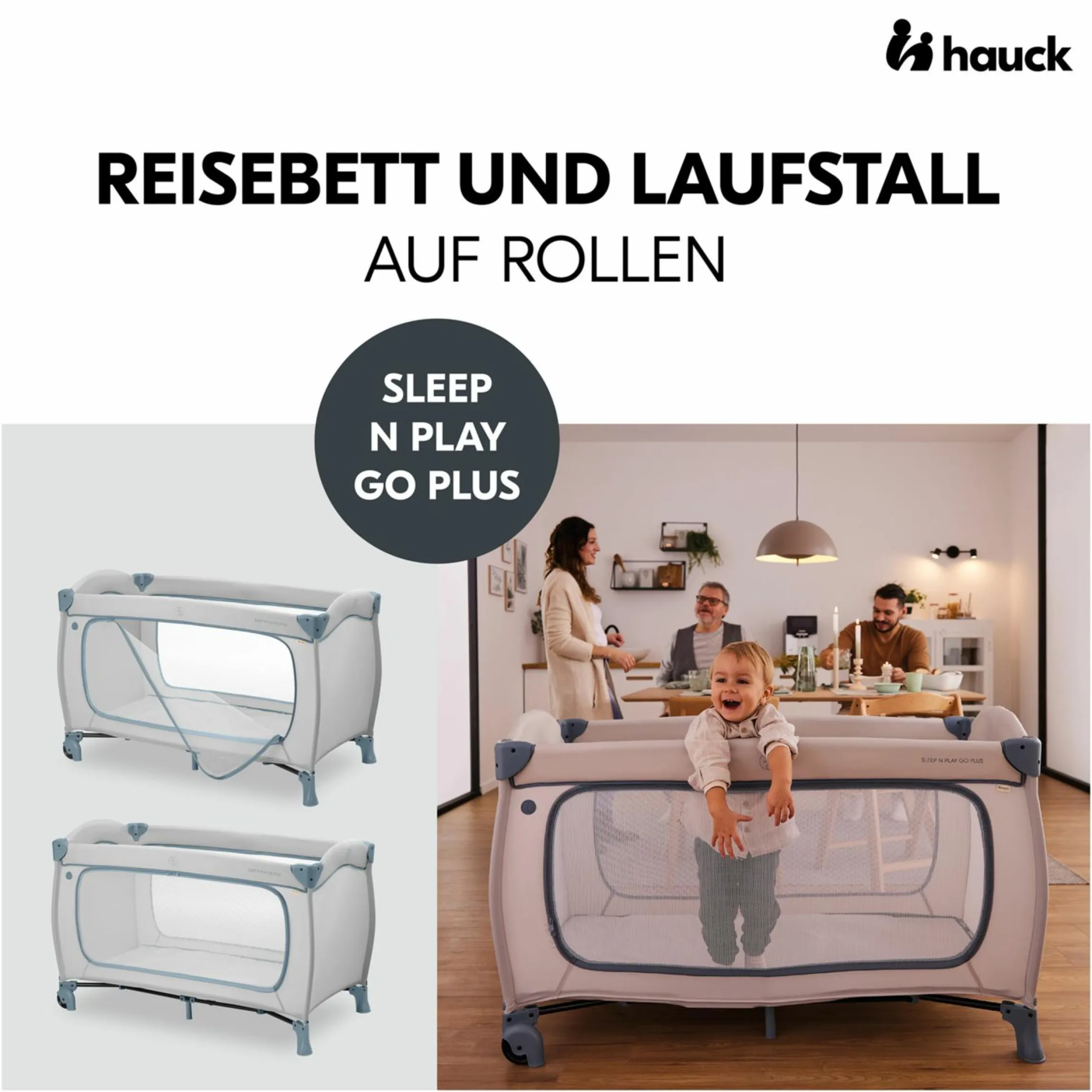 Reisebett Sleep N Play Go Plus (mit Rollen und seitlichem Einstieg) - Dusty Blue
