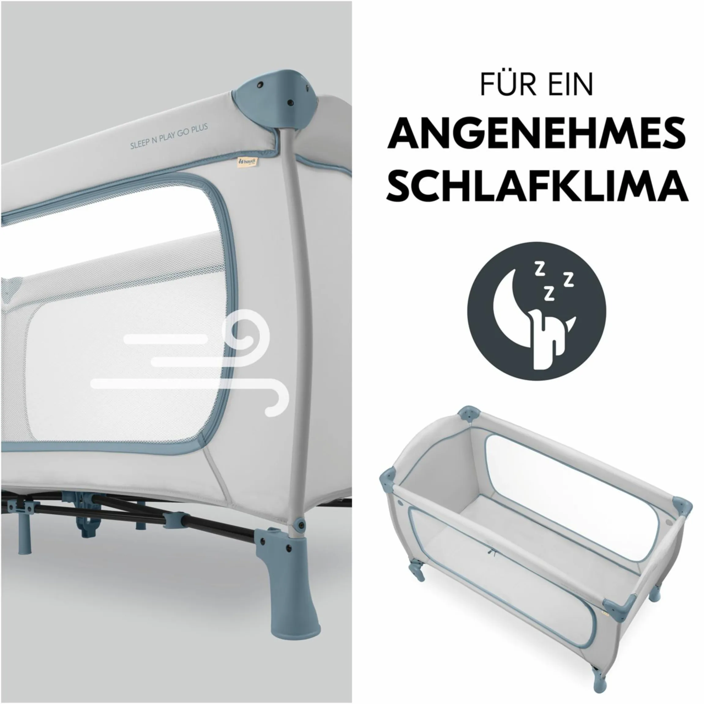 Reisebett Sleep N Play Go Plus (mit Rollen und seitlichem Einstieg) - Dusty Blue