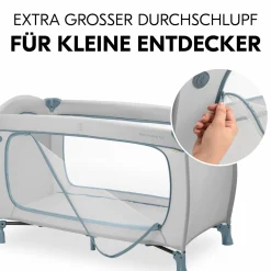 Reisebett Sleep N Play Go Plus (mit Rollen und seitlichem Einstieg) - Dusty Blue