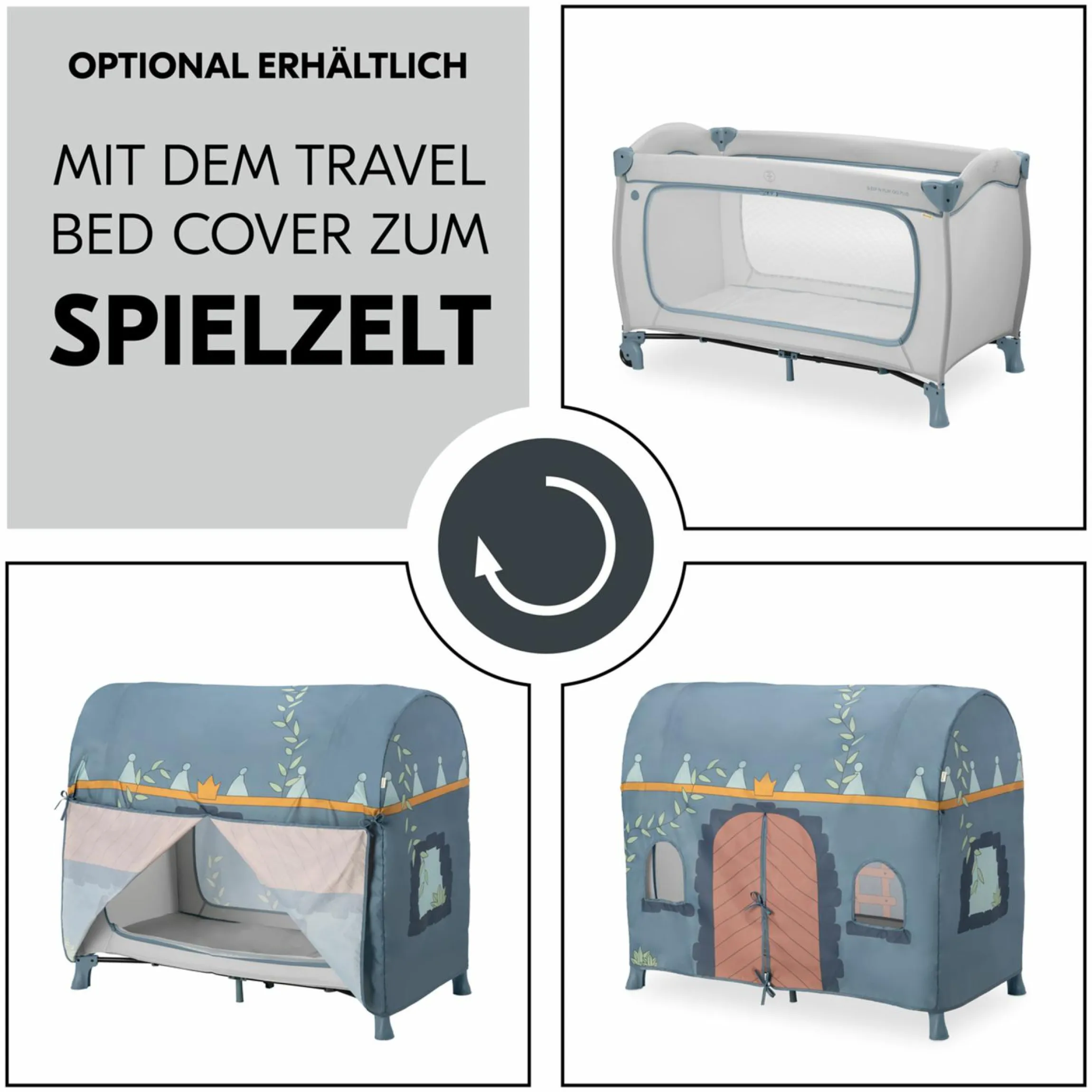 Reisebett Sleep N Play Go Plus (mit Rollen und seitlichem Einstieg) - Dusty Blue