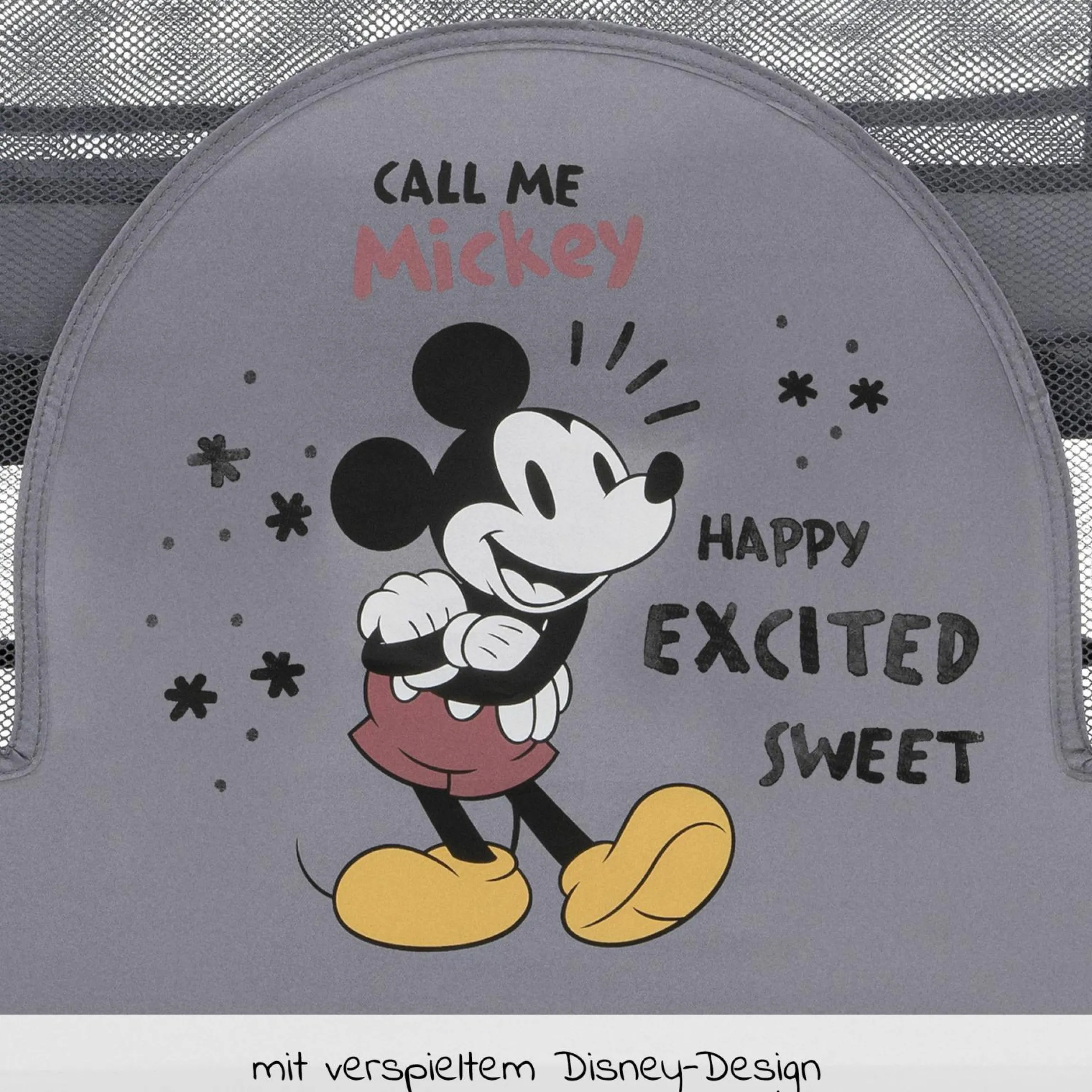 Reisebett Sleep'n Play Center mit Wickelauflage, höhenverstellbar, Rollen & seitlichem Einstieg - Disney - Mickey Mouse Grey