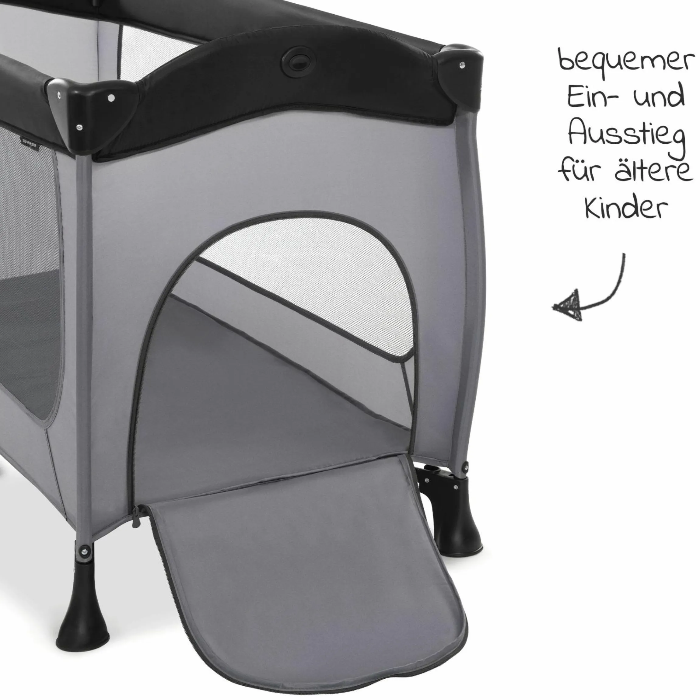 Reisebett Sleep'n Play Center mit Wickelauflage, höhenverstellbar, Rollen & seitlichem Einstieg - Disney - Mickey Mouse Grey
