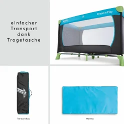 Reisebett Sparset - Dream N Play inkl. Alvi Reisebett-Matratze + Insektenschutz + Buch 