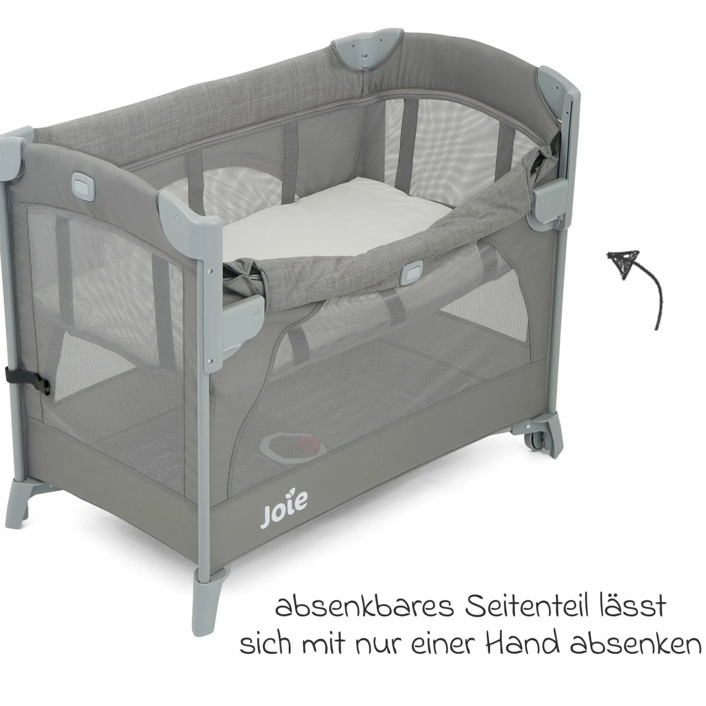 Reisebett und Beistellbett Kubbie Sleep ab Geburt-15 kg inkl. Matratze, Transporttasche & Gurtsystem - Foggy Gray - Kollektion 2025