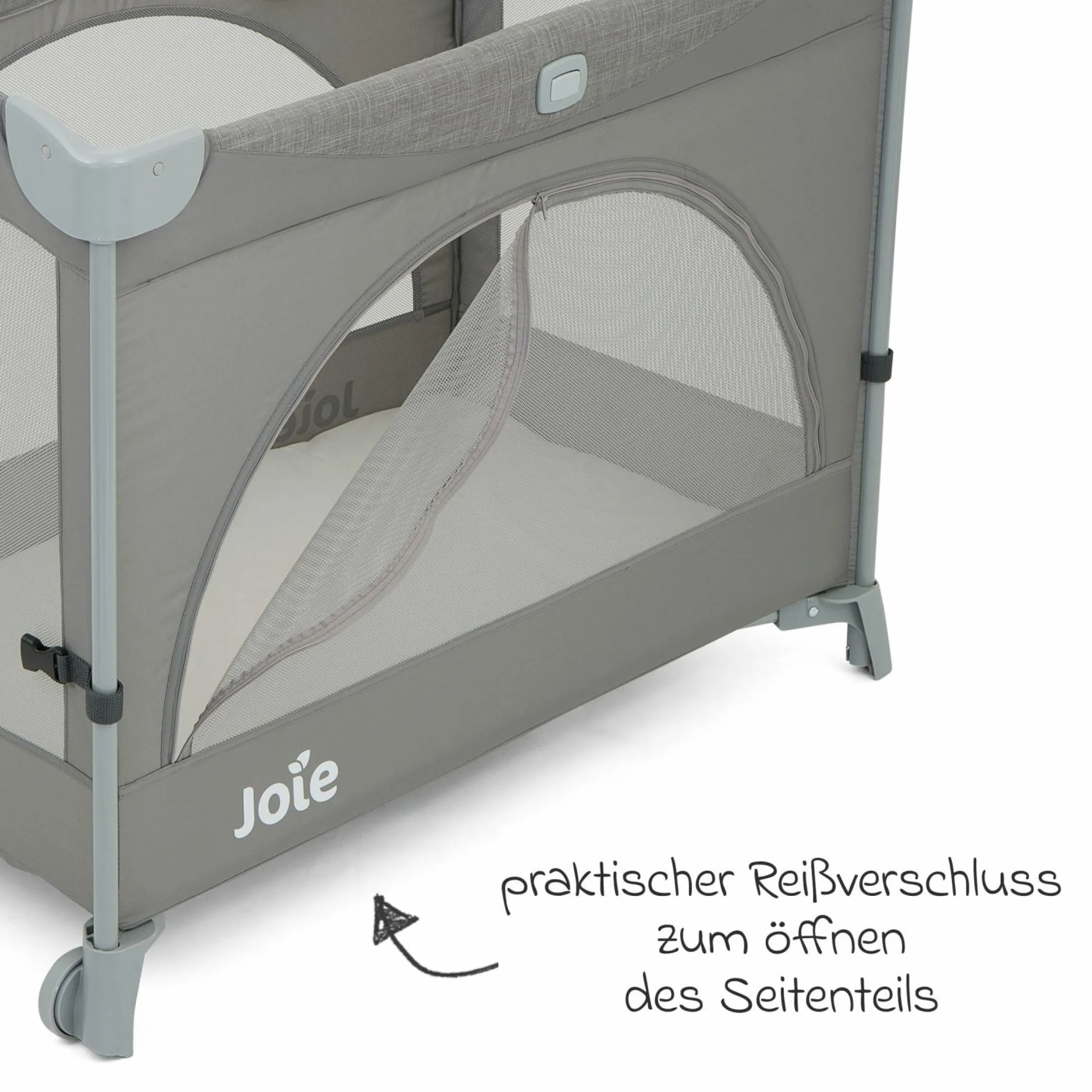 Reisebett und Beistellbett Kubbie Sleep ab Geburt-15 kg inkl. Matratze, Transporttasche & Gurtsystem - Foggy Gray - Kollektion 2025