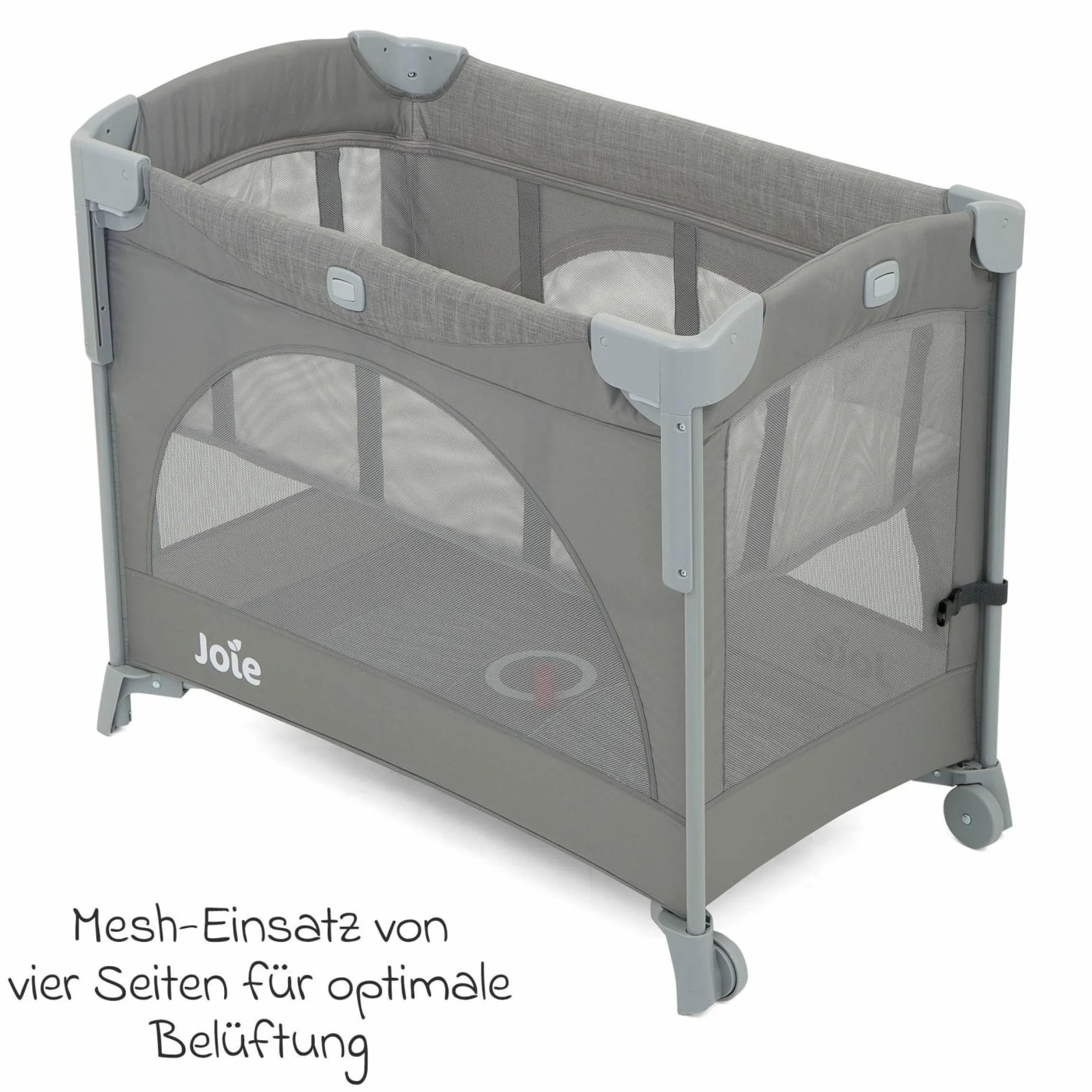 Reisebett und Beistellbett Kubbie Sleep ab Geburt-15 kg inkl. Matratze, Transporttasche & Gurtsystem - Foggy Gray - Kollektion 2025
