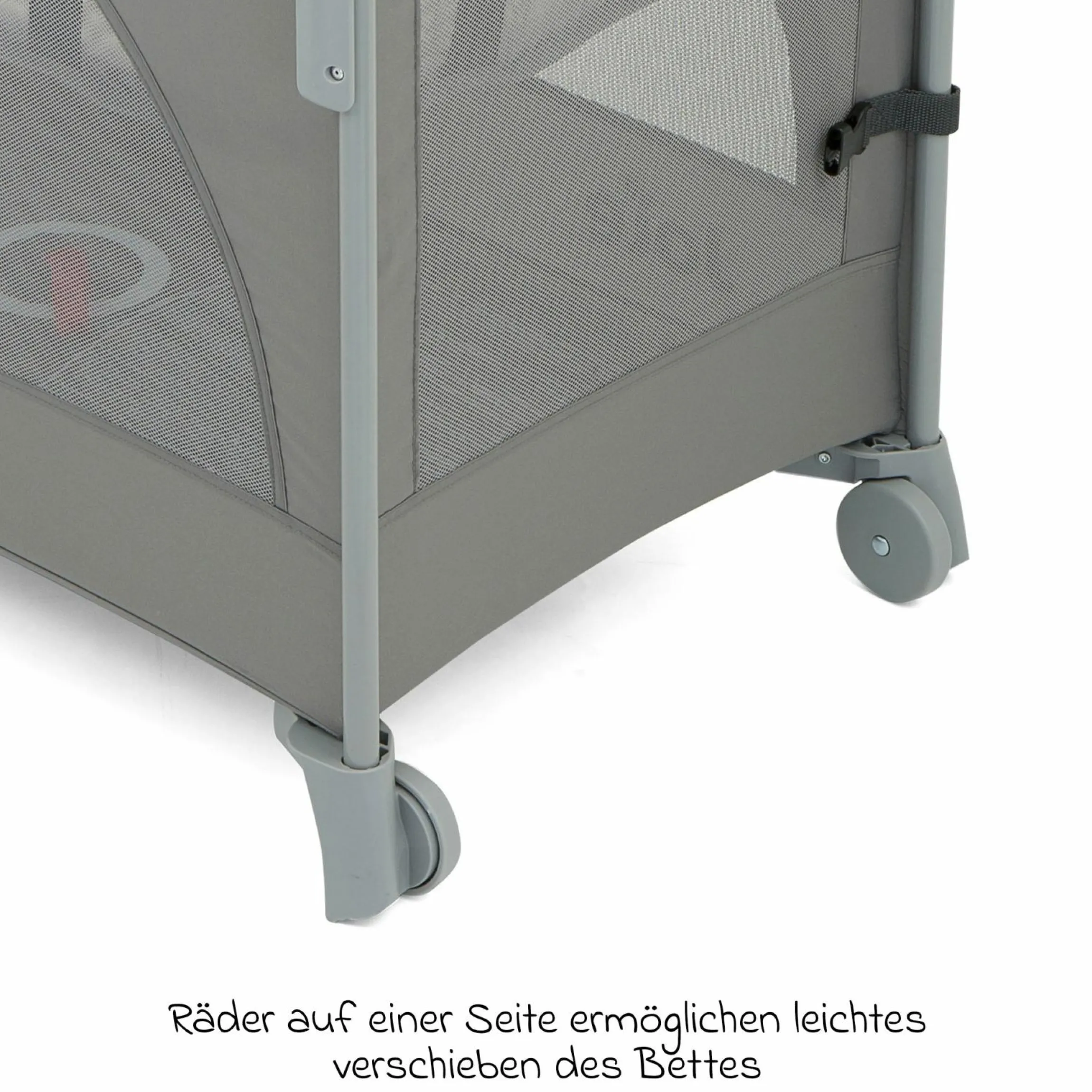 Reisebett und Beistellbett Kubbie Sleep ab Geburt-15 kg inkl. Matratze, Transporttasche & Gurtsystem - Foggy Gray - Kollektion 2025