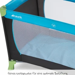 Reisebett XXL-Sparset - Dream`n Play inkl. Alvi Reisebett-Matratze + Wasserdichte Betteinlage + 2 Spannbettlaken + Insektenschutz - Waterblue