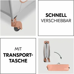 Reisebett XXL-Sparset - Sleep N Play Go Plus inkl. Alvi Reisebett-Matratze + Wasserdichte Betteinlage + 2 Spannbettlaken + Insektenschutz - Dusty Cork