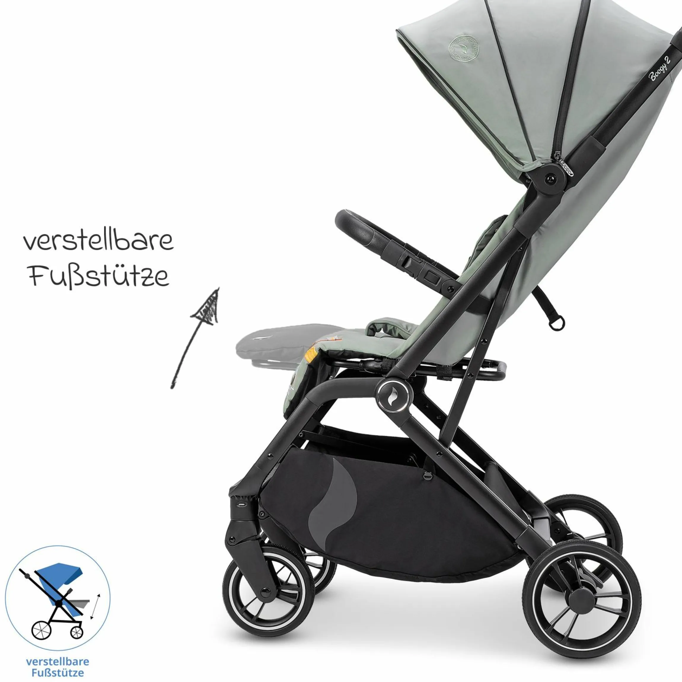 Reisebuggy & Sportwagen Boogy 2 bis 22 kg belastbar nur 7,5 kg mit Liegeposition & Regenschutz - Holiday