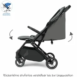 Reisebuggy & Sportwagen Boogy 2 bis 22 kg belastbar nur 7,5 kg mit Liegeposition & Regenschutz - Stone