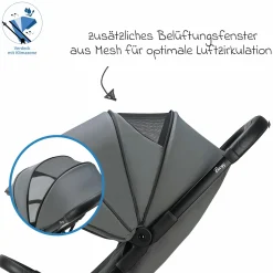 Reisebuggy & Sportwagen Boogy 2 bis 22 kg belastbar nur 7,5 kg mit Liegeposition & Regenschutz - Stone