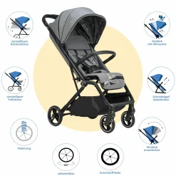 Reisebuggy & Sportwagen Boogy 2 bis 22 kg belastbar nur 7,5 kg mit Liegeposition & Regenschutz - Monster