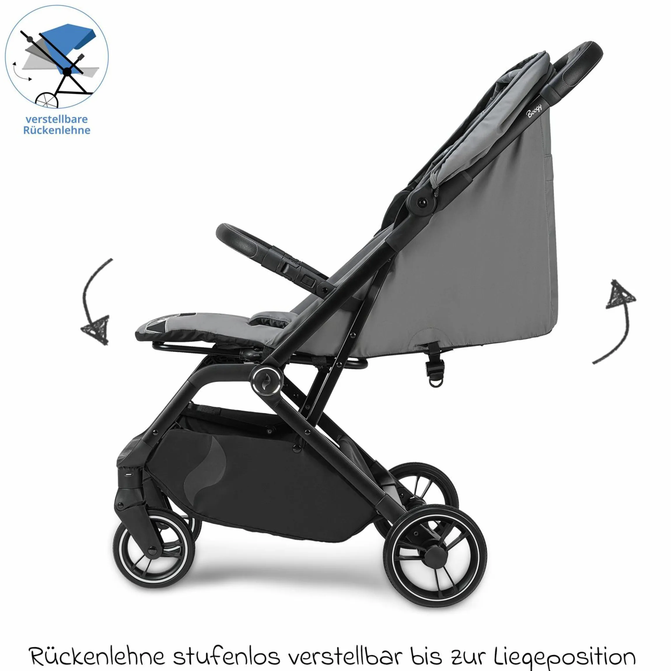 Reisebuggy & Sportwagen Boogy 2 bis 22 kg belastbar nur 7,5 kg mit Liegeposition & Regenschutz - Monster