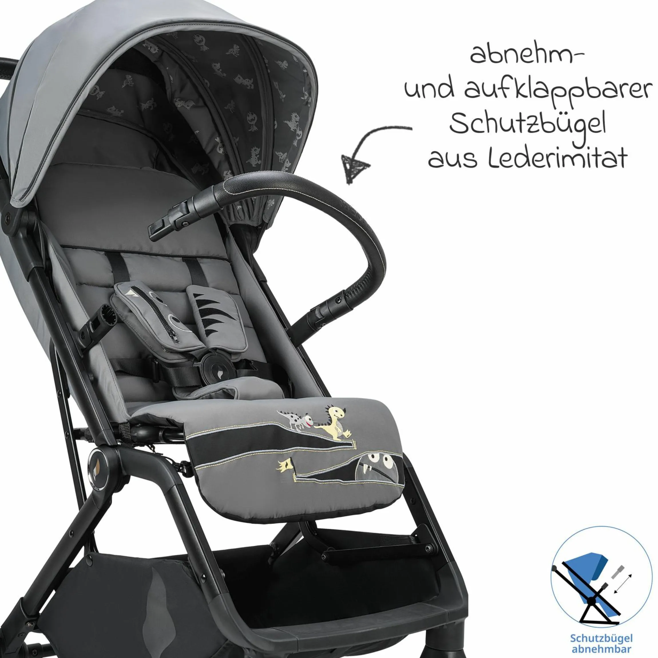 Reisebuggy & Sportwagen Boogy 2 bis 22 kg belastbar nur 7,5 kg mit Liegeposition & Regenschutz - Monster