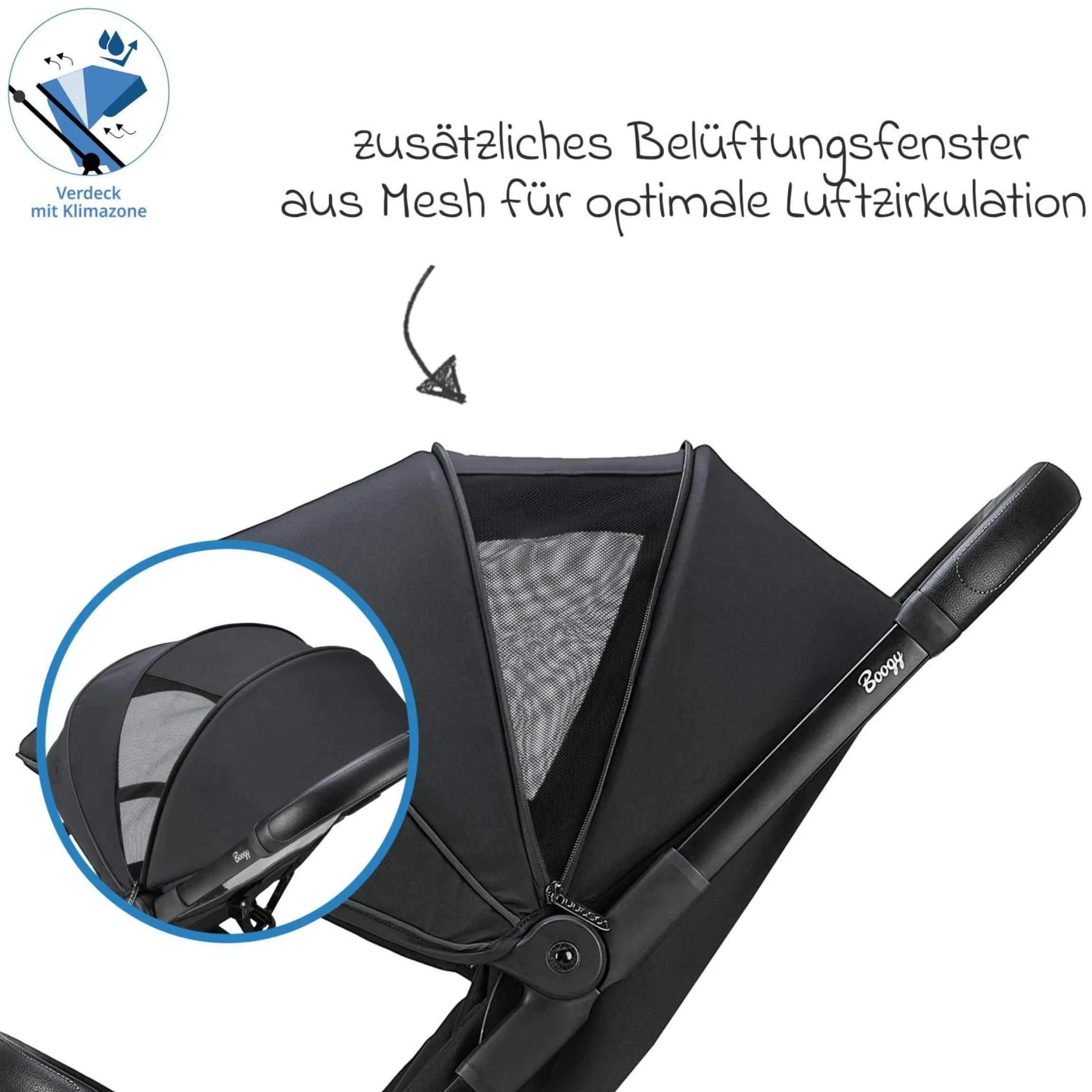 Reisebuggy & Sportwagen Boogy 2 bis 22 kg belastbar nur 7,5 kg mit Liegeposition & Regenschutz - Coal