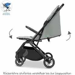 Reisebuggy & Sportwagen Boogy 2 bis 22 kg belastbar nur 7,5 kg mit Liegeposition & Regenschutz - Moss