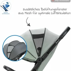 Reisebuggy & Sportwagen Boogy 2 bis 22 kg belastbar nur 7,5 kg mit Liegeposition & Regenschutz - Moss