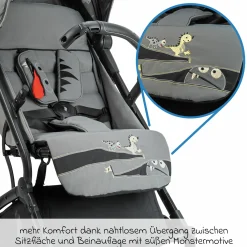 Reisebuggy & Sportwagen Boogy bis 22 kg belastbar nur 6,8 kg leicht inkl. Adapter, Regenschutz & Transporttasche - Monster