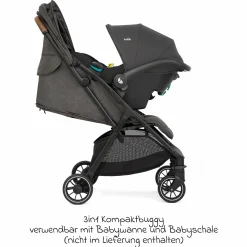 Reisebuggy & Sportwagen Pact Pro bis 22 kg belastbar mit Liegeposition nur 6,3 kg leicht inkl. Transporttasche, Adapter & Regenschutz - Cycle - Shell Grey