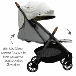 Reisebuggy & Sportwagen Parcel bis 22 kg belastbar nur 6,9 kg leicht mit Liegefunktion inkl. Regenschutz, Adapter & Transporttasche - Signature - Oyster