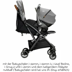Reisebuggy & Sportwagen Tourist bis 15 kg belastbar nur 6,6 kg leicht mit Liegefunktion inkl. Regenschutz, Adapter, Tragegurt & Tragetasche - Signature - Carbon