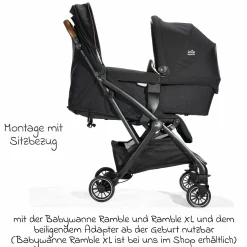 Reisebuggy & Sportwagen Tourist bis 15 kg belastbar nur 6,6 kg leicht mit Liegefunktion inkl. Regenschutz, Adapter, Tragegurt & Tragetasche - Signature - Eclipse