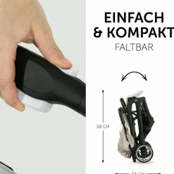 Reisebuggy & Sportwagen Travel N Care mit Liegefunktion, nur 6,8 kg (bis 22 kg belastbar) inkl. Reboarder Pearl Pro 2 & XXL Zubehörpaket - Beige