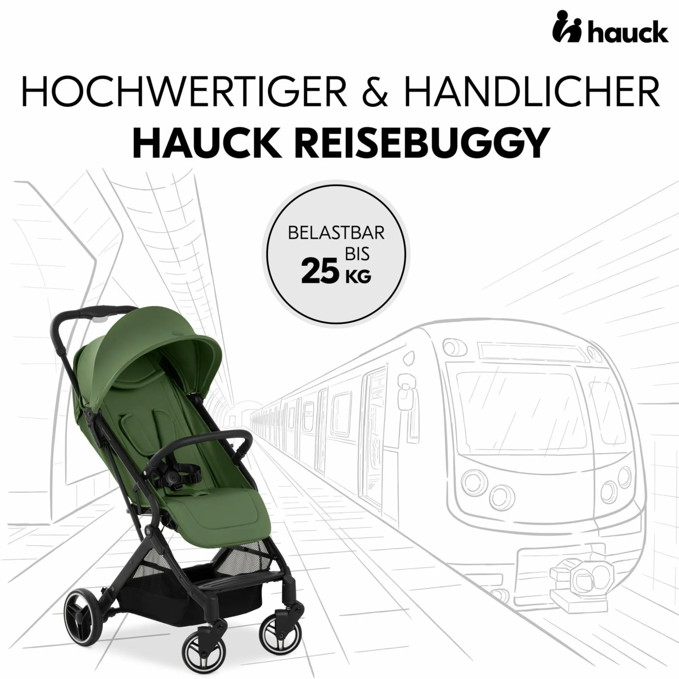 Reisebuggy & Sportwagen Travel N Care Plus mit Liegefunktion, nur 7,2 kg (bis 22kg belastbar) - Green