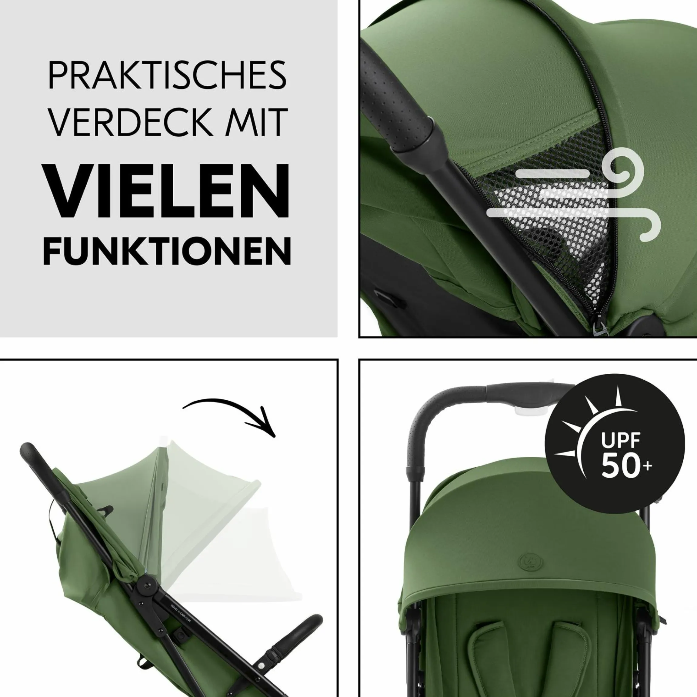Reisebuggy & Sportwagen Travel N Care Plus mit Liegefunktion, nur 7,2 kg (bis 22kg belastbar) - Green