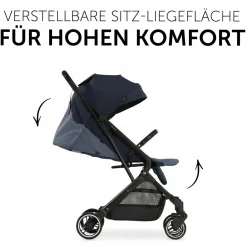 Reisebuggy & Sportwagen Travel N Care mit Liegefunktion, nur 6,8 kg (bis 22 kg belastbar) inkl. Reboarder Pearl Pro 2 & XXL Zubehörpaket - Navy Blue