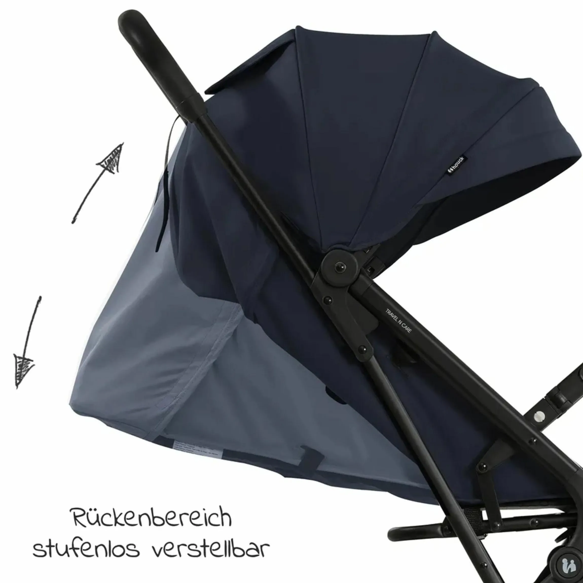 Reisebuggy & Sportwagen Travel N Care mit Liegefunktion, nur 6,8 kg (bis 22 kg belastbar) inkl. Reboarder Pearl Pro 2 & XXL Zubehörpaket - Navy Blue