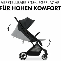 Reisebuggy & Sportwagen Travel N Care Plus mit Liegefunktion, nur 7,2 kg (bis 22kg belastbar) - Black