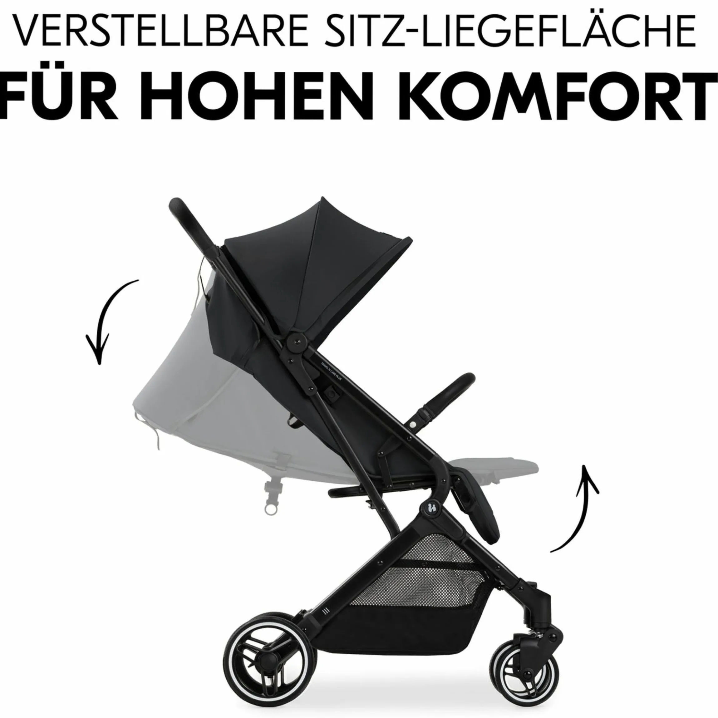 Reisebuggy & Sportwagen Travel N Care Plus mit Liegefunktion, nur 7,2 kg (bis 22kg belastbar) - Black