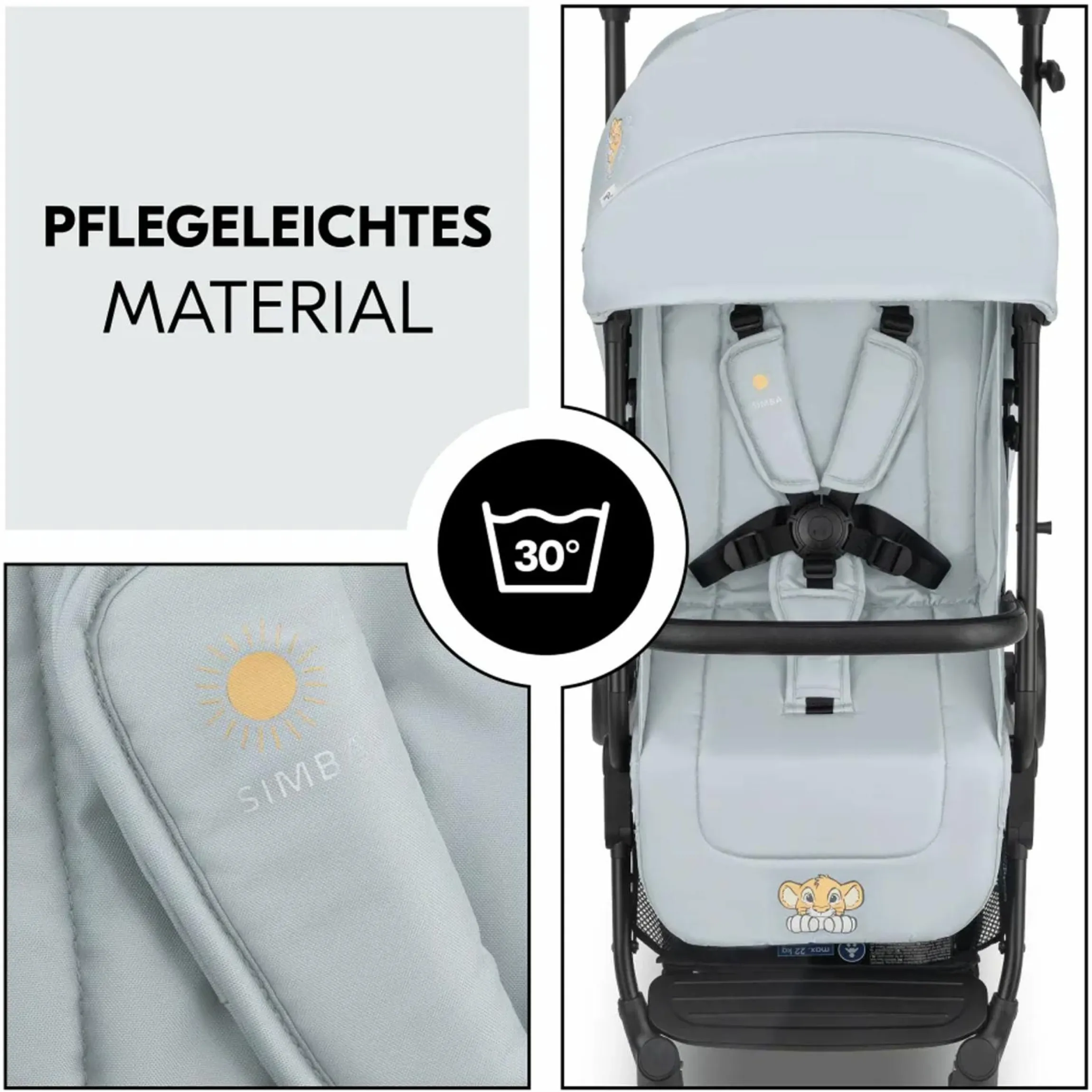 Reisebuggy & Sportwagen Travel N Care mit Liegefunktion, nur 6,8 kg (bis 22 kg belastbar) inkl. Reboarder Pearl Pro 2 & XXL Zubehörpaket - Simba