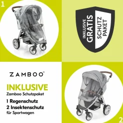 Reisebuggy & Sportwagen Travel N Care mit Liegefunktion, nur 6,8 kg (bis 22 kg belastbar) inkl. Reboarder Pearl Pro 2 & XXL Zubehörpaket - Black