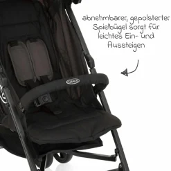 Reisebuggy & Sportwagen Travelite nur 7 kg leicht mit Liegeposition - Black & Grey - Kollektion 2025