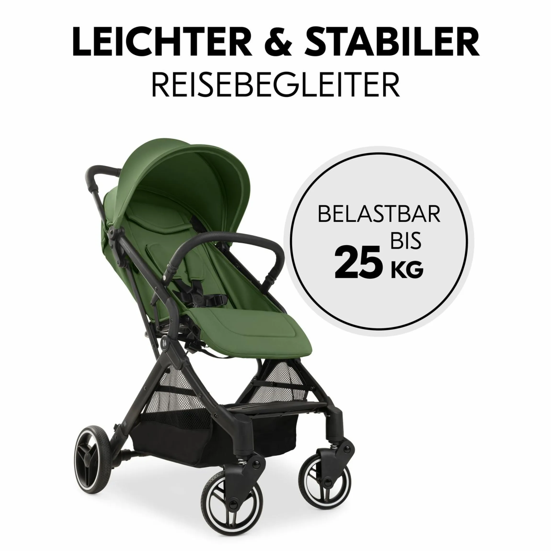 Reisebuggy & Sportwagen Travel N Care Plus mit Liegefunktion (nur 7,2 kg) - inkl. XXL Zubehörpaket & Fehn Spieltier Eselchen - Green