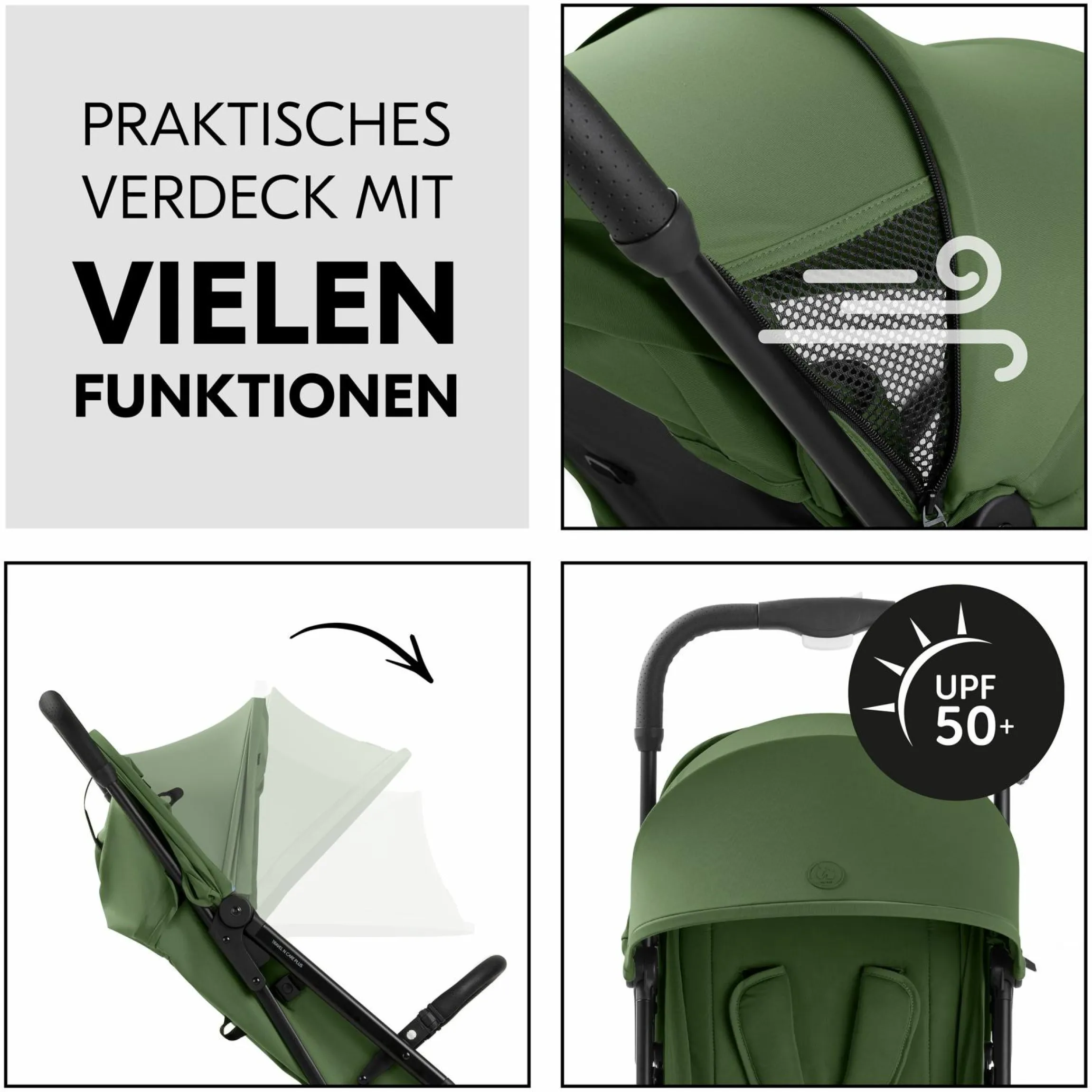 Reisebuggy & Sportwagen Travel N Care Plus mit Liegefunktion (nur 7,2 kg) - inkl. XXL Zubehörpaket & Fehn Spieltier Eselchen - Green