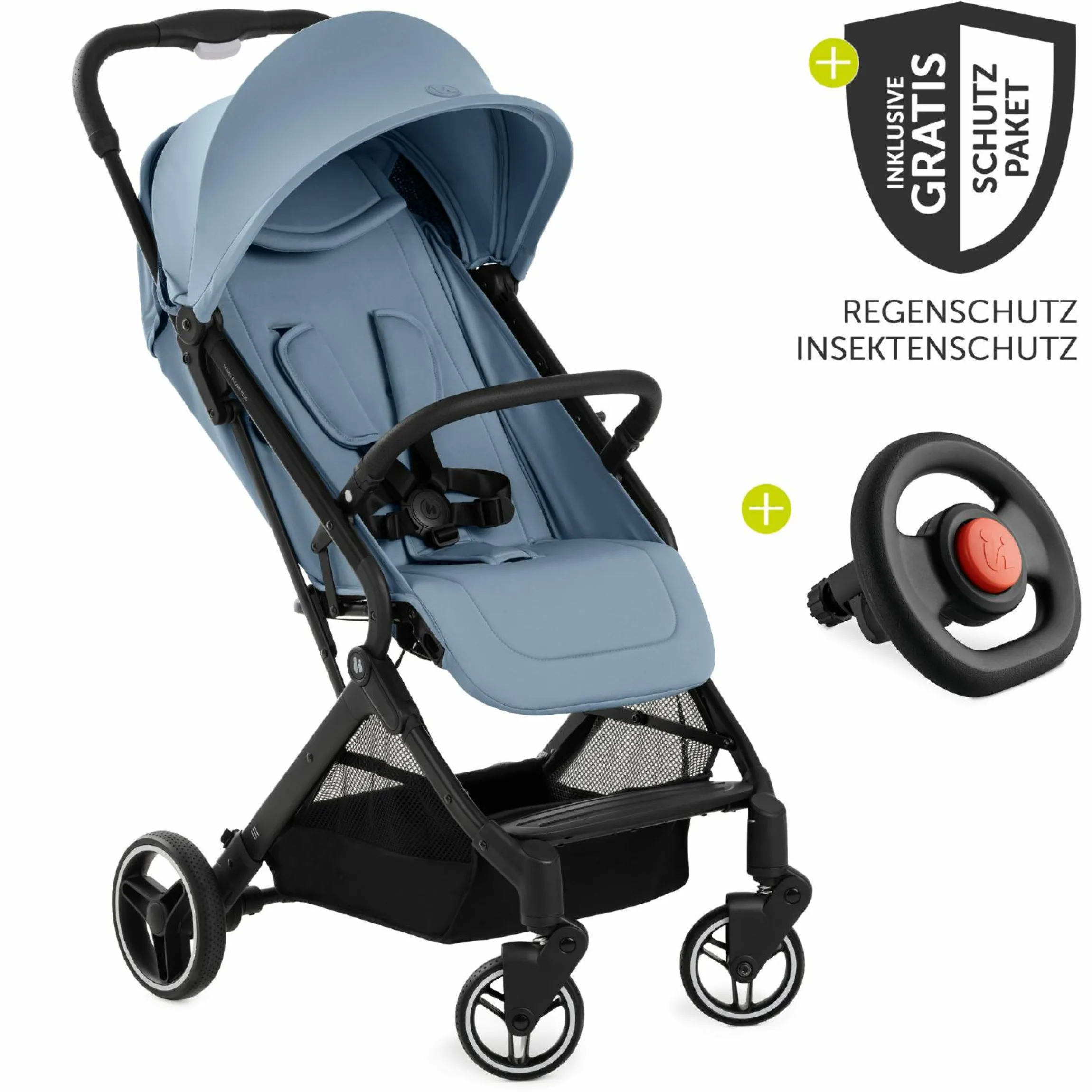 Reisebuggy & Sportwagen Travel N Care Plus inkl. XXL Zubehörpaket & Buggy-Lenkrad - Dusty Blue