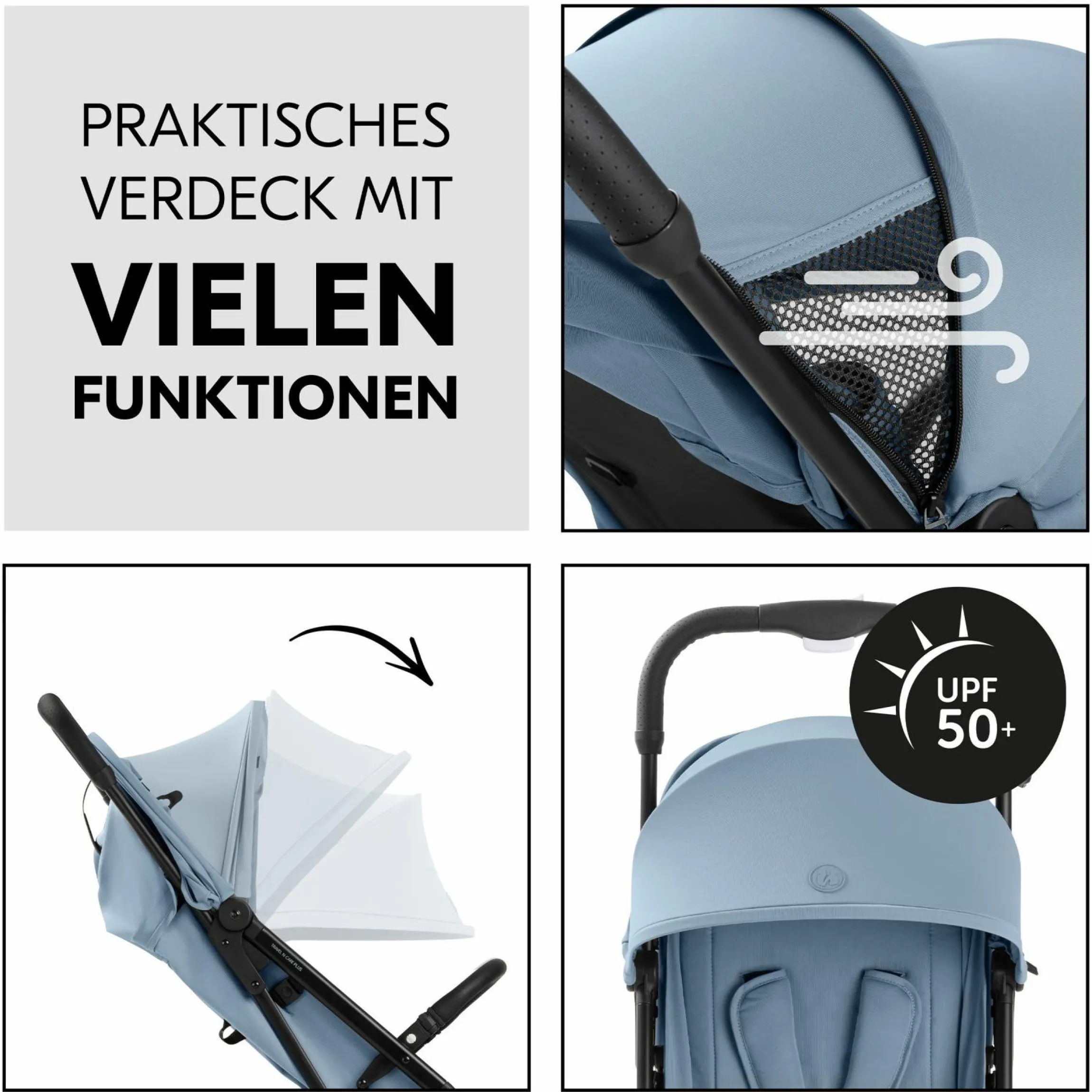 Reisebuggy & Sportwagen Travel N Care Plus inkl. XXL Zubehörpaket & Buggy-Lenkrad - Dusty Blue