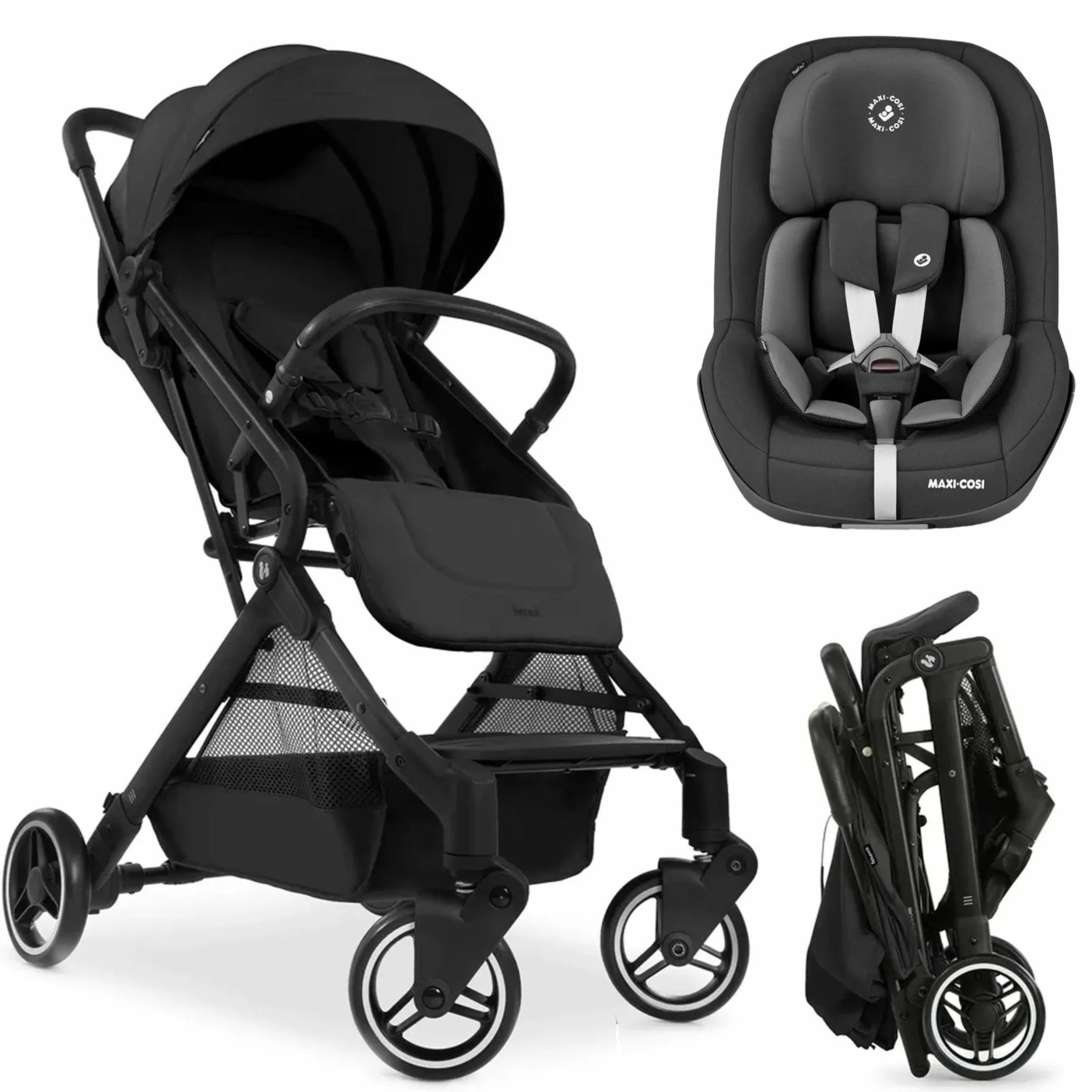 Reisebuggy & Sportwagen Travel N Care mit Liegefunktion, nur 6,8 kg (bis 22 kg belastbar) inkl. Reboarder Pearl Pro 2 - Black