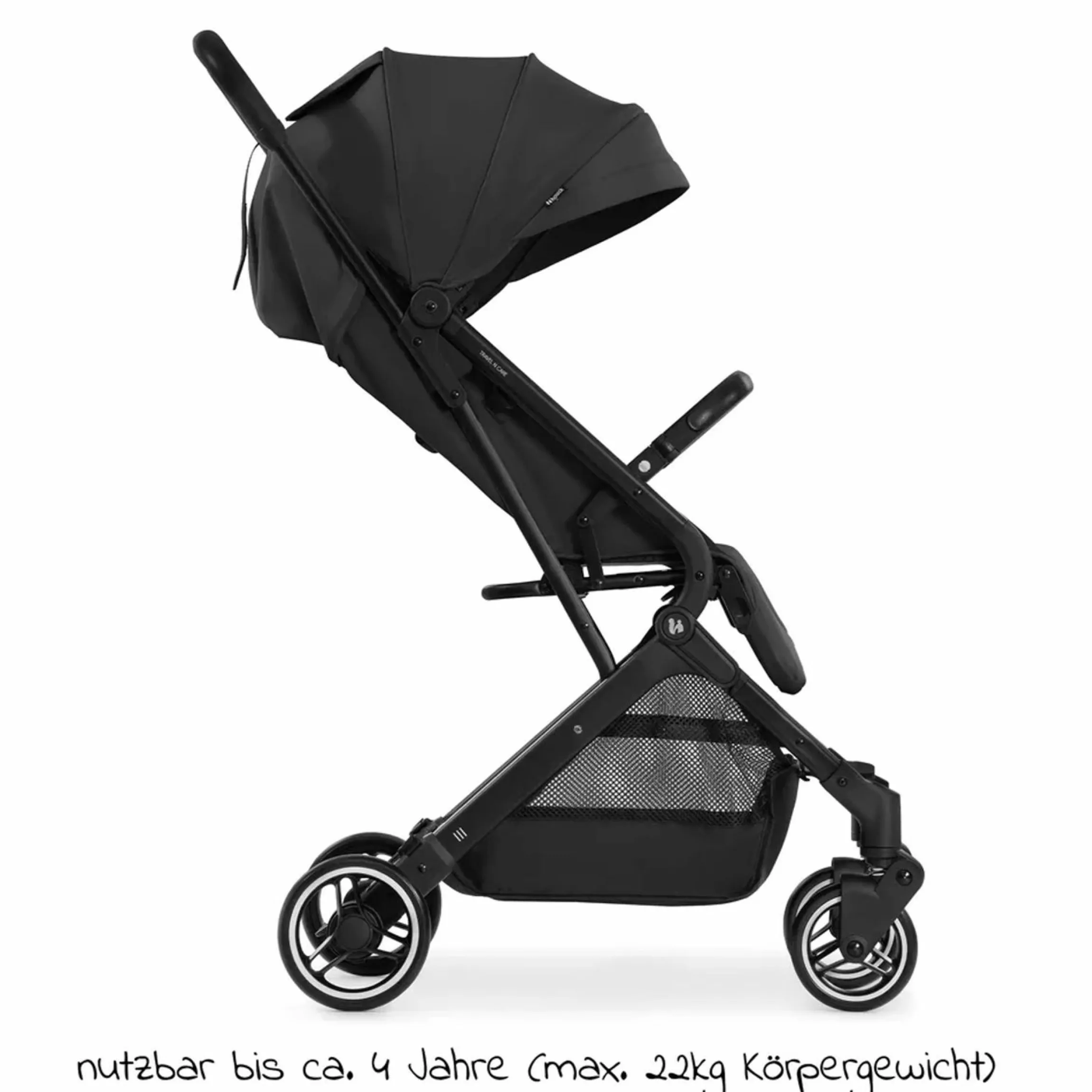 Reisebuggy & Sportwagen Travel N Care mit Liegefunktion, nur 6,8 kg (bis 22 kg belastbar) inkl. Reboarder Pearl Pro 2 - Black