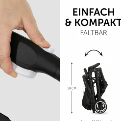 Reisebuggy & Sportwagen Travel N Care mit Liegefunktion, nur 6,8 kg (bis 22 kg belastbar) inkl. Reboarder Pearl Pro 2 - Black