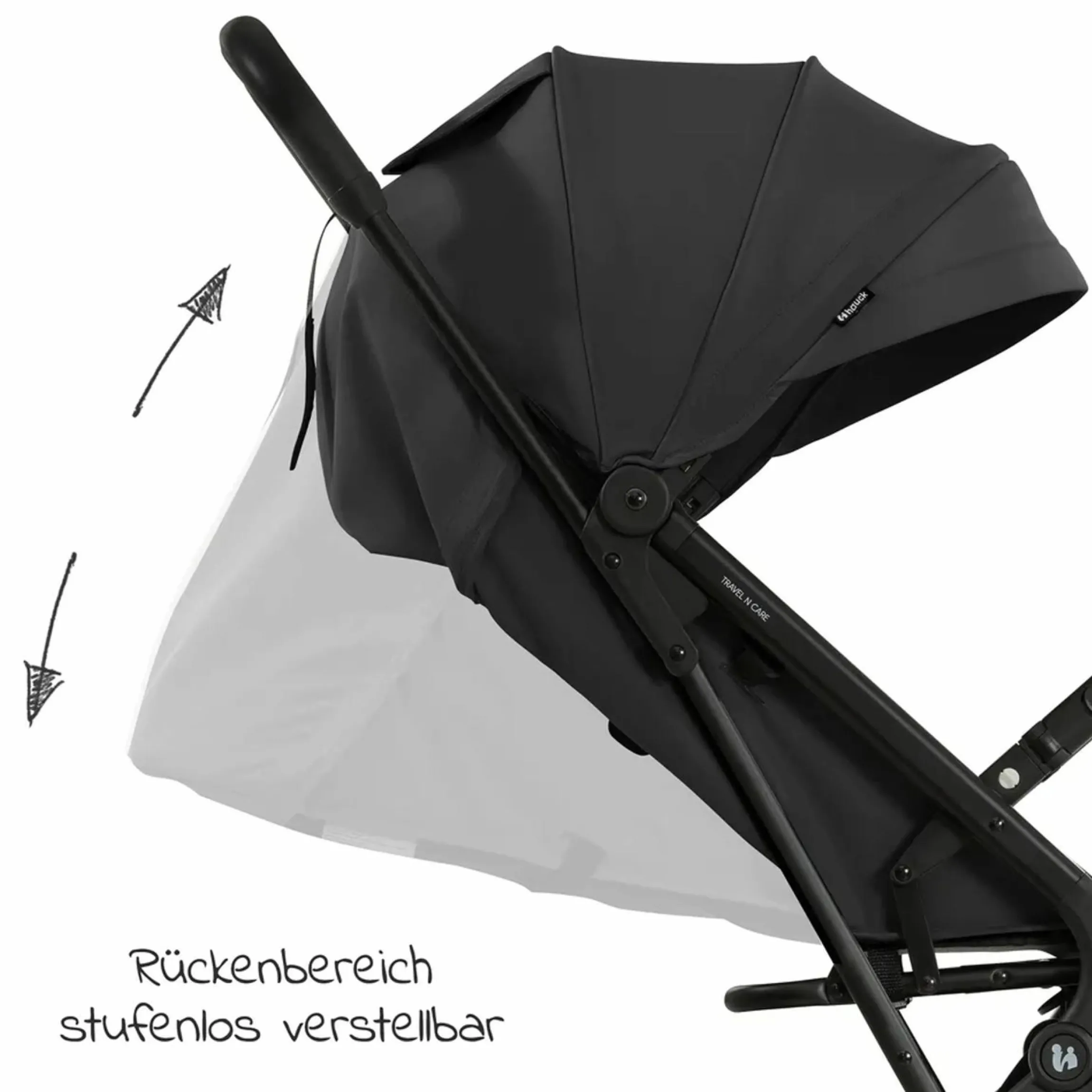 Reisebuggy & Sportwagen Travel N Care mit Liegefunktion, nur 6,8 kg (bis 22 kg belastbar) inkl. Reboarder Pearl Pro 2 - Black