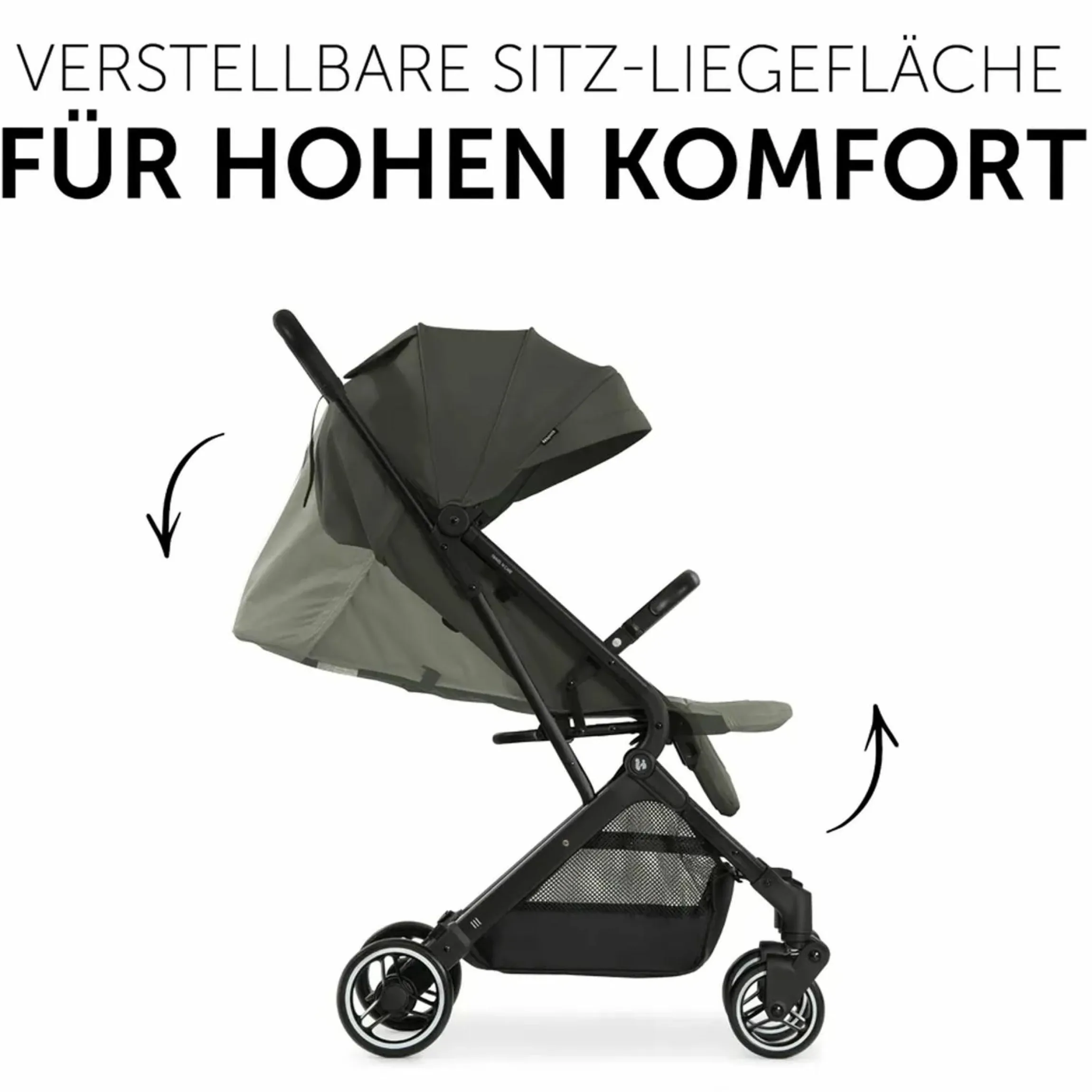 Reisebuggy & Sportwagen Travel N Care mit Liegefunktion, nur 6,8 kg (bis 22 kg belastbar) inkl. Reboarder Pearl Pro 2 - Dark Olive