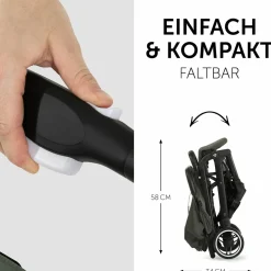 Reisebuggy & Sportwagen Travel N Care mit Liegefunktion, nur 6,8 kg (bis 22 kg belastbar) inkl. Reboarder Pearl Pro 2 & XXL Zubehörpaket - Dark Olive